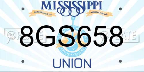 8GS658 Mississippi License Plate