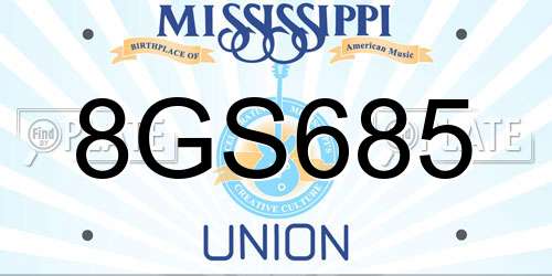 8GS685 Mississippi License Plate