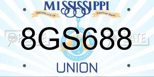 8GS688 Mississippi License Plate