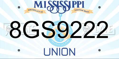 8GS9222 Mississippi License Plate