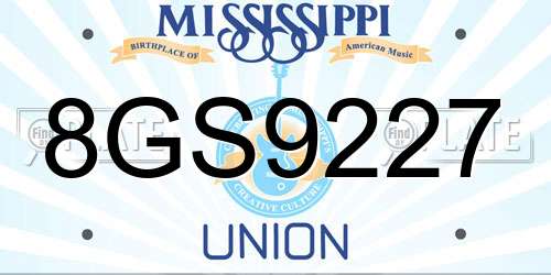 8GS9227 Mississippi License Plate