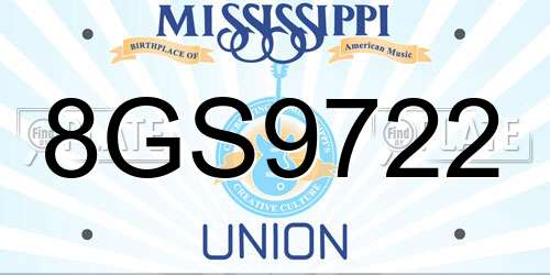 8GS9722 Mississippi License Plate