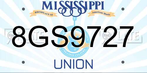 8GS9727 Mississippi License Plate