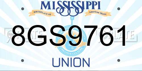 8GS9761 Mississippi License Plate