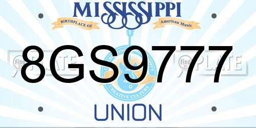 8GS9777 Mississippi License Plate