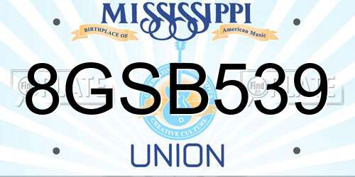 8GSB539 Mississippi License Plate