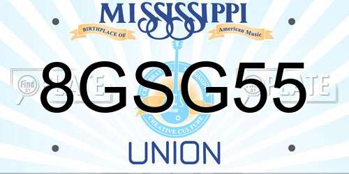 8GSG55 Mississippi License Plate