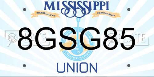 8GSG85 Mississippi License Plate