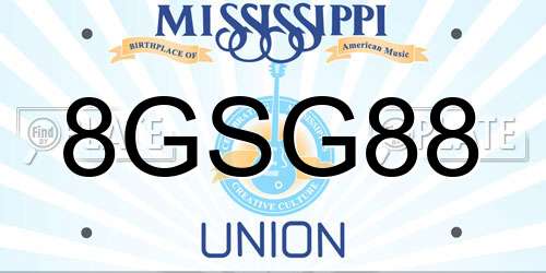 8GSG88 Mississippi License Plate