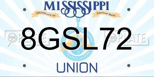 8GSL72 Mississippi License Plate