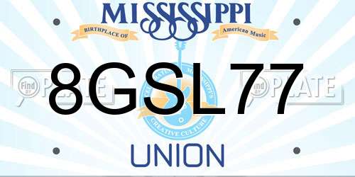 8GSL77 Mississippi License Plate