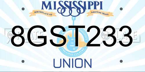 8GST233 Mississippi License Plate