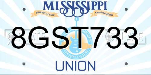 8GST733 Mississippi License Plate