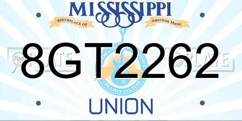 8GT2262 Mississippi License Plate