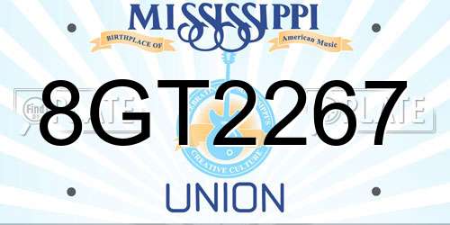 8GT2267 Mississippi License Plate