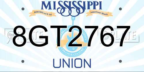 8GT2767 Mississippi License Plate