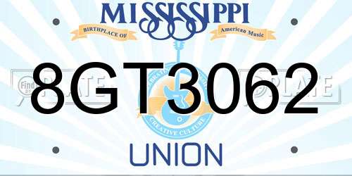 8GT3062 Mississippi License Plate