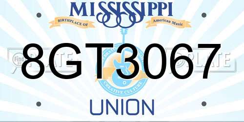 8GT3067 Mississippi License Plate