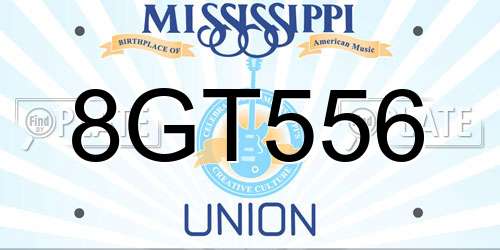 8GT556 Mississippi License Plate