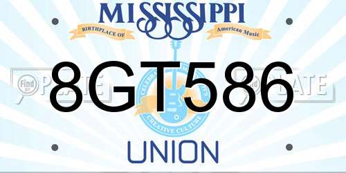8GT586 Mississippi License Plate