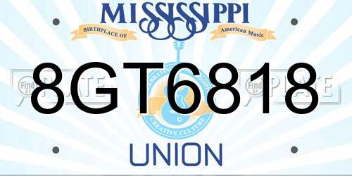8GT6818 Mississippi License Plate