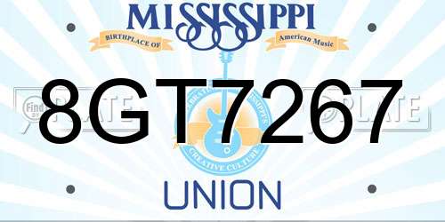 8GT7267 Mississippi License Plate