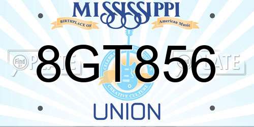 8GT856 Mississippi License Plate