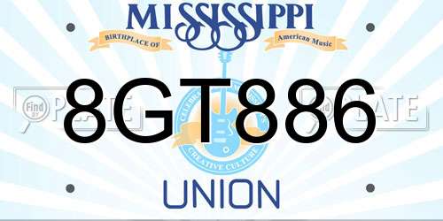 8GT886 Mississippi License Plate