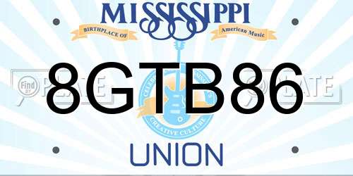 8GTB86 Mississippi License Plate