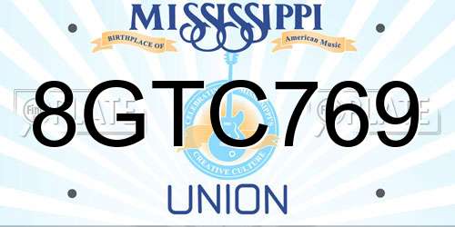 8GTC769 Mississippi License Plate