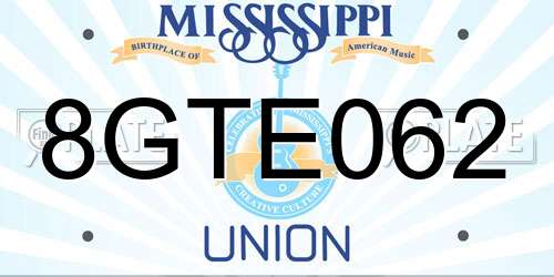 8GTE062 Mississippi License Plate