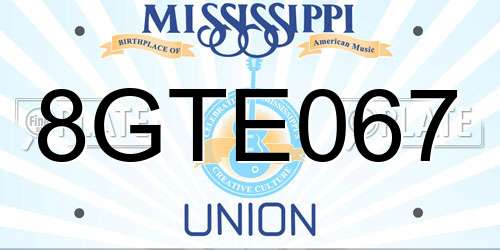 8GTE067 Mississippi License Plate