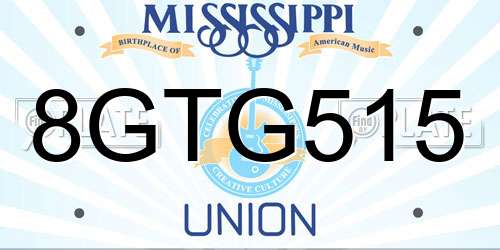 8GTG515 Mississippi License Plate
