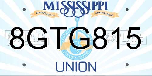8GTG815 Mississippi License Plate
