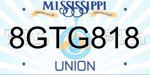 8GTG818 Mississippi License Plate
