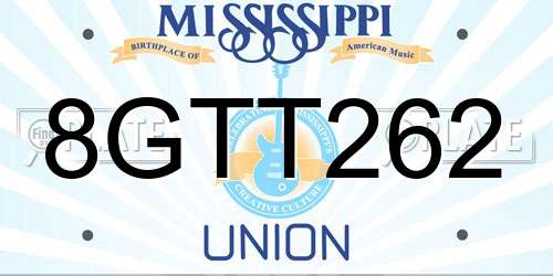 8GTT262 Mississippi License Plate