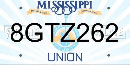 8GTZ262 Mississippi License Plate