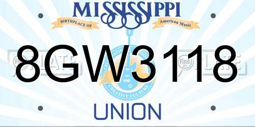 8GW3118 Mississippi License Plate