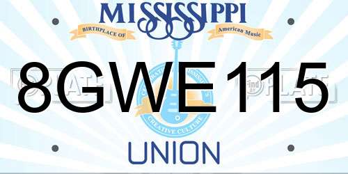 8GWE115 Mississippi License Plate