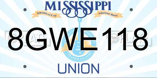 8GWE118 Mississippi License Plate