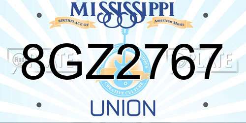 8GZ2767 Mississippi License Plate