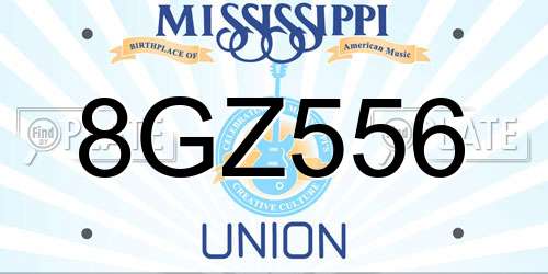8GZ556 Mississippi License Plate
