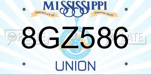 8GZ586 Mississippi License Plate