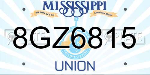 8GZ6815 Mississippi License Plate