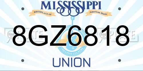 8GZ6818 Mississippi License Plate