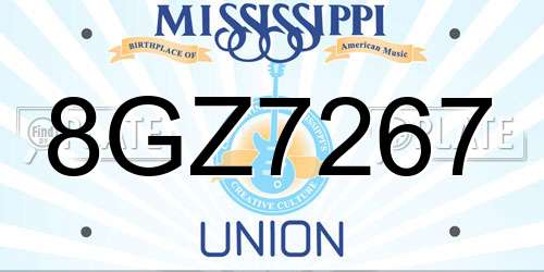 8GZ7267 Mississippi License Plate