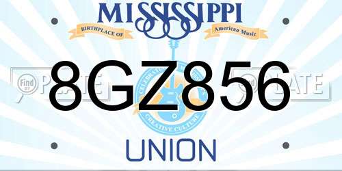 8GZ856 Mississippi License Plate