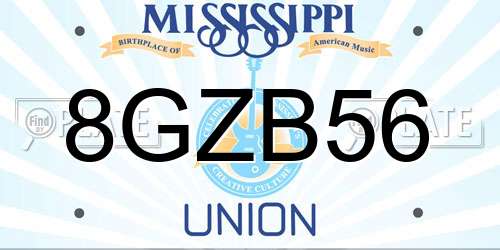 8GZB56 Mississippi License Plate