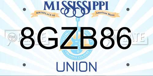 8GZB86 Mississippi License Plate