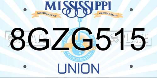 8GZG515 Mississippi License Plate